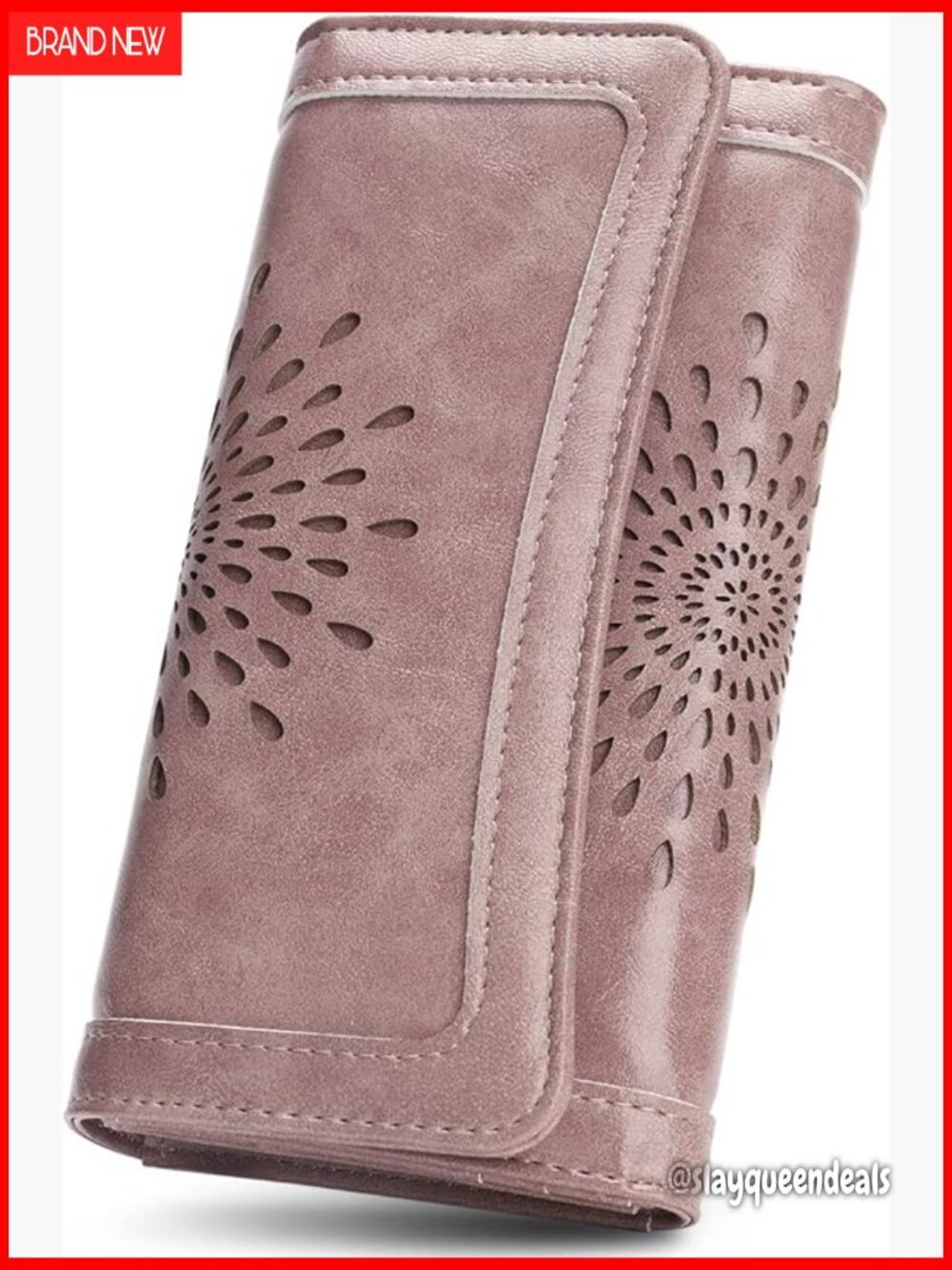 Leather RFID Blocking Trifold Wallet with Sunflower Design, Large Capacity